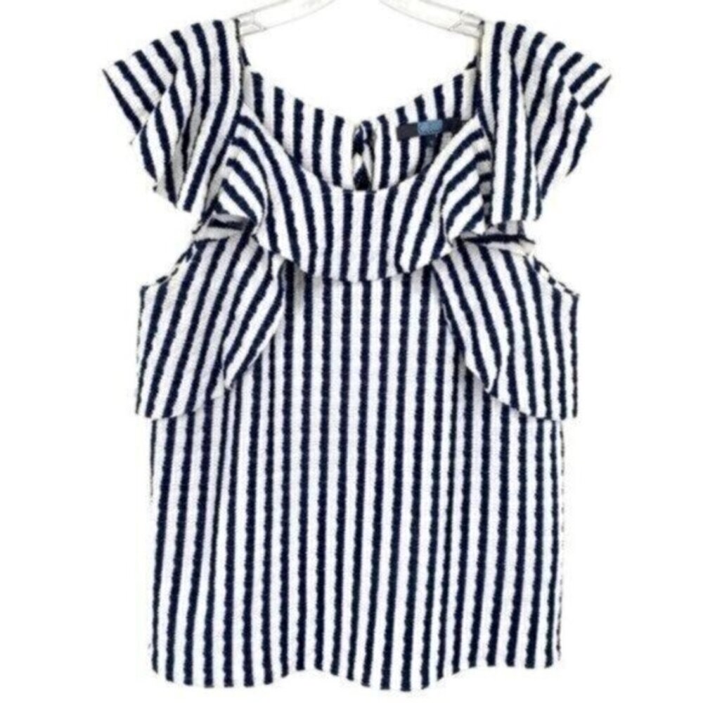 Eva Franco Anthropologie Keely Textured Blue Stripe Sleeveless Top